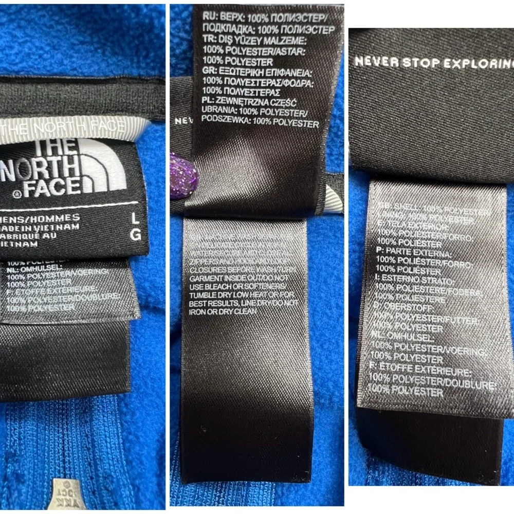THE NORTH FACE BLUE FLEECE QUARTER ZIP PULLOVER W ZIP CHEST POCKET & THUMBHOLES
